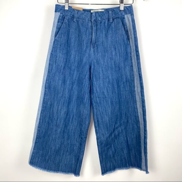 Rachel Rachel Roy Denim Cropped Wide Leg High Rise Cotton Blue pants - Picture 1 of 9